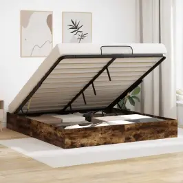 Otomāna Gultas Rāmis Dūmaka Ozols 193 X 120 X 25 Cm Vidaxl