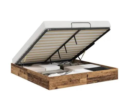 Otomano Lovos Rėmas Su Saugykla Senas Medis 193 X 120 X 25 Cm