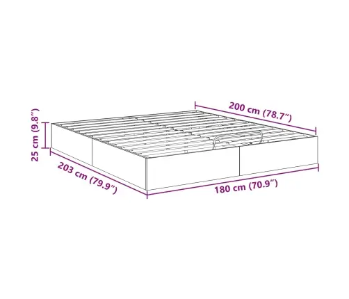 Otomano Lovos Rėmas Su Saugykla Senas Medis 193 X 120 X 25 Cm