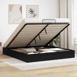 Otomāna Gultas Rāmis Melns Ozolkoks 193 X 120 X 25 Cm Vidaxl