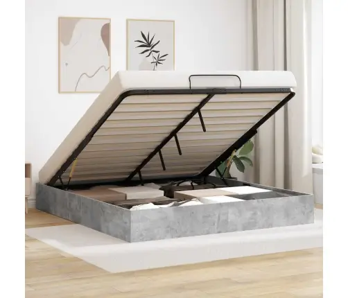 Otomāna Gultas Rāmis Betons 193 X 120 X 25 Cm Skaidu Plāksne Vidaxl