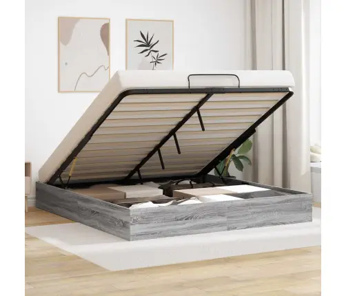 Otomāna Gultas Rāmis Pelēks Sonoma 193 X 120 X 25 Cm Vidaxl