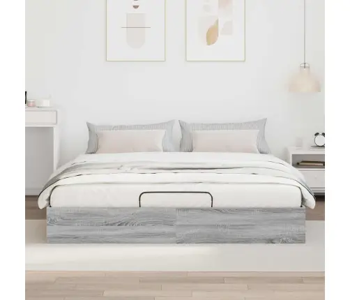 Otomāna Gultas Rāmis Pelēks Sonoma 193 X 120 X 25 Cm Vidaxl