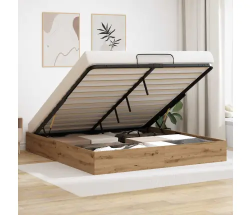 Otomāna Gultas Rāmis Mākslīgā Ozola 193 X 120 X 25 Cm Vidaxl