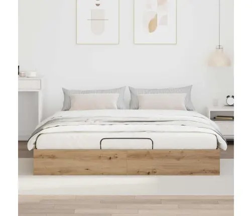 Otomāna Gultas Rāmis Mākslīgā Ozola 193 X 120 X 25 Cm Vidaxl