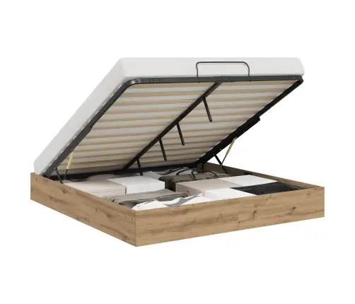 Otomāna Gultas Rāmis Mākslīgā Ozola 193 X 120 X 25 Cm Vidaxl