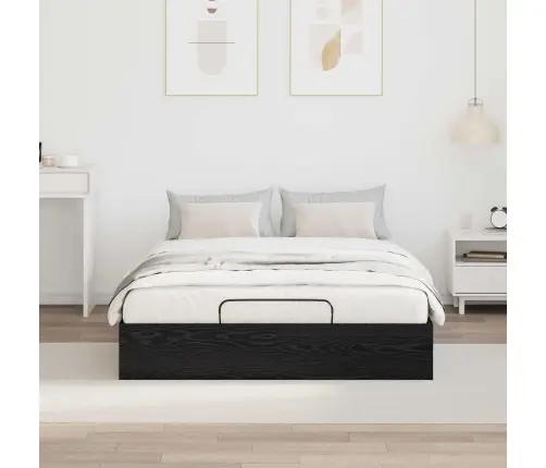 Otomāna Gultas Rāmis Melns Ozolkoks 193 X 120 X 25 Cm Vidaxl