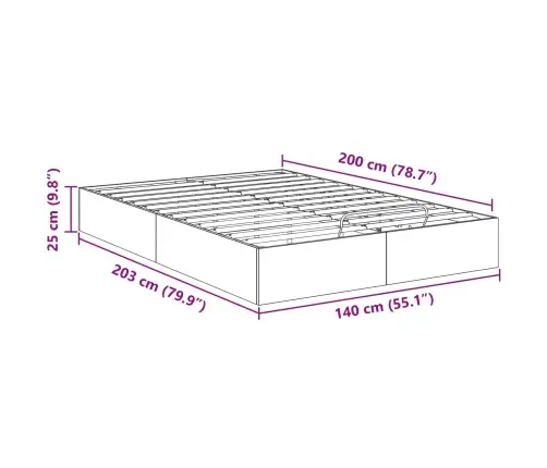 Otomāna Gultas Rāmis Vecs Koks 193 X 120 X 25 Cm Skaidu Plāksne Vidaxl