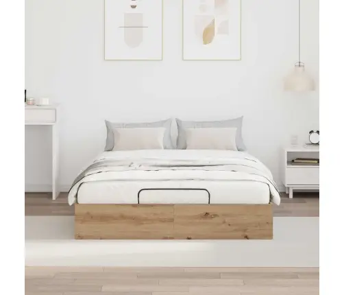 Otomano Lovos Rėmas Su Saugykla Amatininkų Ąžuolas 140 X 200 Cm