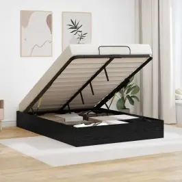 Otomāna Gultas Rāmis Melns Ozolkoks 193 X 120 X 25 Cm Vidaxl