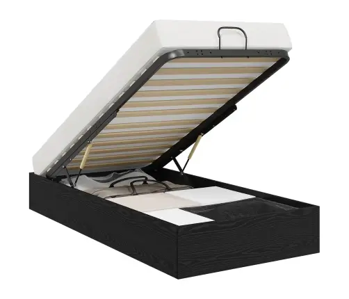 Otomāna Gultas Rāmis Melns Ozolkoks 193 X 120 X 25 Cm Vidaxl