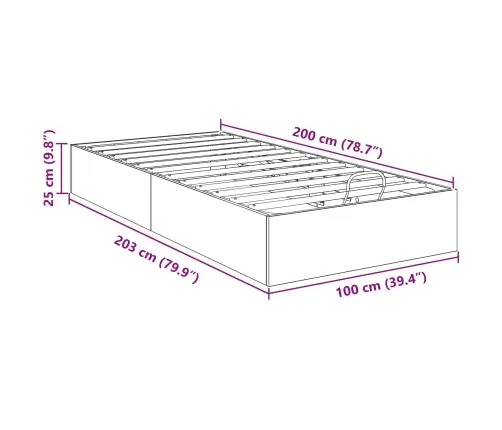Ottomani Voodiraam Suitsetatud Tamm 193 X 120 X 25 Cm