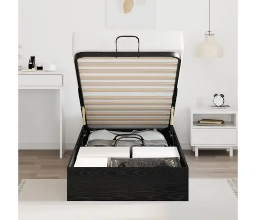 Otomāna Gultas Rāmis Melns Ozolkoks 193 X 120 X 25 Cm Vidaxl