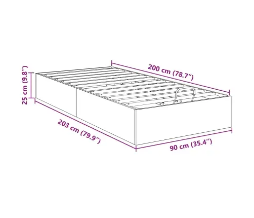 Otomano Lovos Rėmas Su Saugykla Senas Medis 193 X 120 X 25 Cm