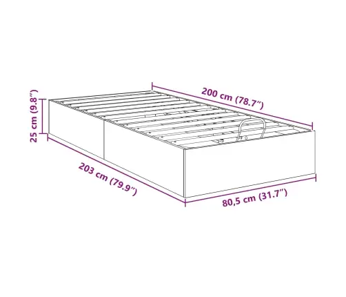 Otomano Lovos Rėmas Su Saugykla Pilkas Sonoma 80,5 X 200 Cm