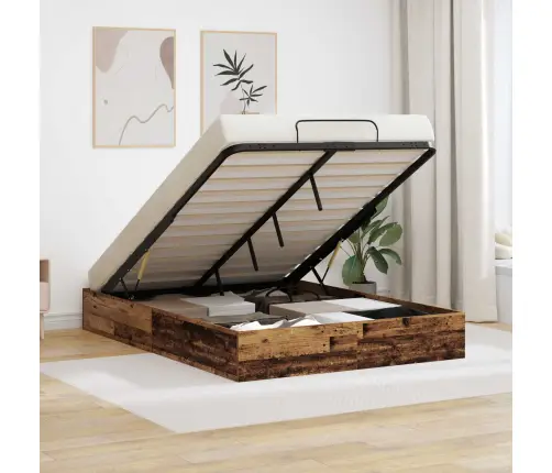 Otomano Lovos Rėmas Su Saugykla Senas Medis 193 X 120 X 25 Cm