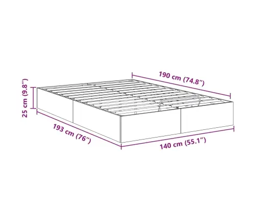 Otomano Lovos Rėmas Su Saugykla Amatininkų Ąžuolas 140 X 200 Cm