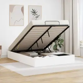 Ottomani Voodiraam Valge 193 X 120 X 25 Cm Saepuruplaat