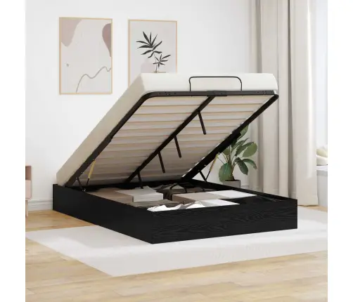 Otomano Lovos Rėmas Juodas Ąžuolas 193 X 120 X 25 Cm