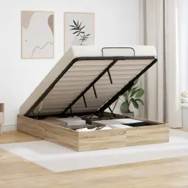 Otomāna Gultas Rāmis Sonoma Ozols 193 X 120 X 25 Cm Vidaxl