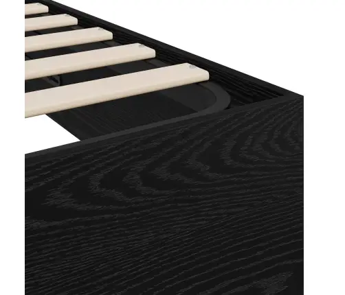 Otomāna Gultas Rāmis Melns Ozolkoks 193 X 120 X 25 Cm Vidaxl