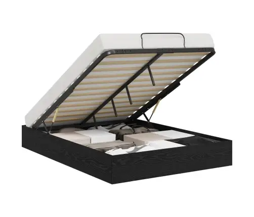 Otomāna Gultas Rāmis Melns Ozolkoks 193 X 120 X 25 Cm Vidaxl