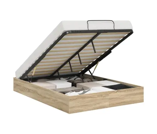 Otomāna Gultas Rāmis Sonoma Ozols 193 X 120 X 25 Cm Vidaxl