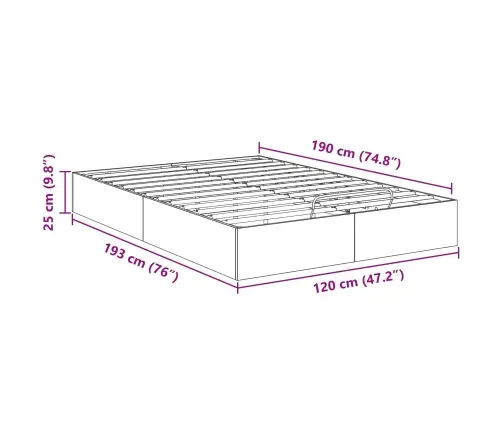 Ottomani Voodiraam Suitsetatud Tamm 193 X 120 X 25 Cm