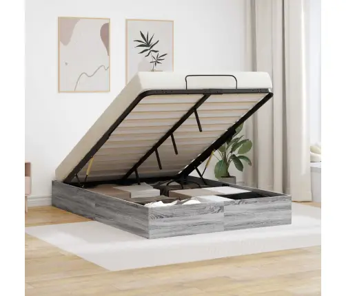 Otomāna Gultas Rāmis Pelēks Sonoma 193 X 120 X 25 Cm Vidaxl