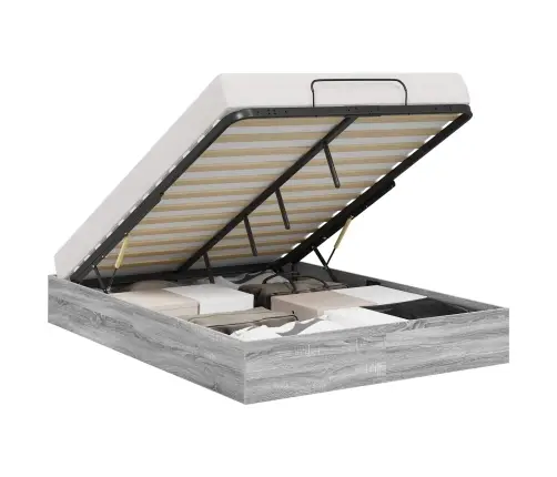 Otomāna Gultas Rāmis Pelēks Sonoma 193 X 120 X 25 Cm Vidaxl