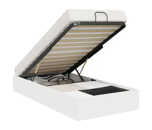 Otomāna Gultas Rāmis Balts 193 X 120 X 25 Cm Skaidu Plāksne Vidaxl