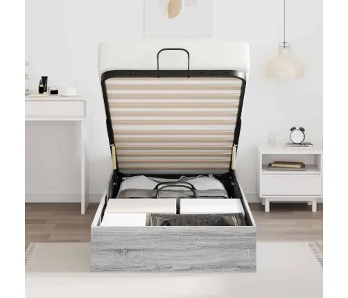 Otomāna Gultas Rāmis Pelēks Sonoma 193 X 120 X 25 Cm Vidaxl