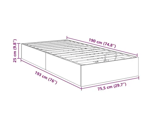Ottomani Voodiraam Vana Puit 193 X 75,5 X 25 Cm Tehispuit