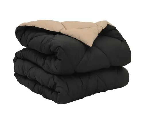 Pilna Metų Antklodė Juoda Ir Taupe 200 X 155 Cm Mikropluoštas