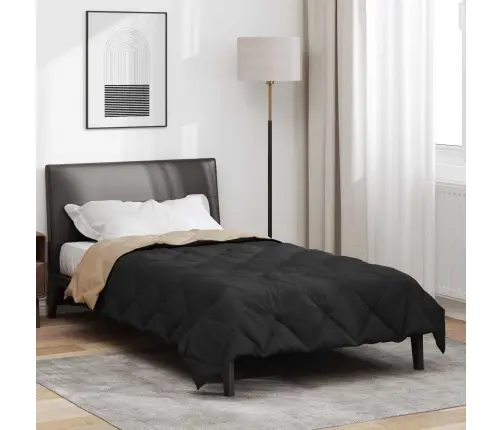 Pilnas Gada Sega Melns Un Taupe 220 X 140 Cm Mikrošķiedra Vidaxl