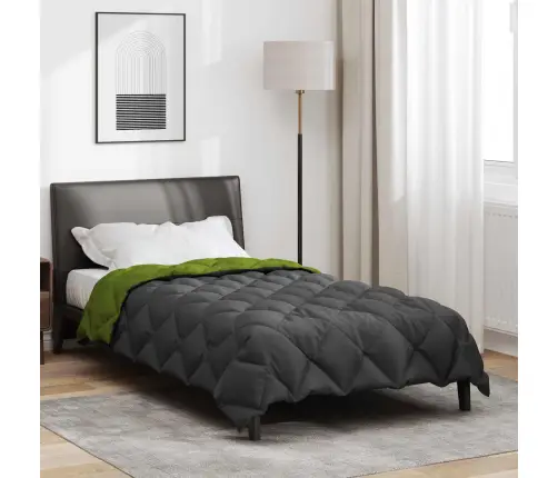 Ziemas Gultas Sega Zaļš Un Antracīts 220 X 155 Cm Mikrošķiedra Vidaxl