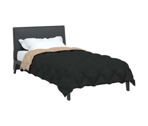 Ziemas Gultas Sega Melns Un Taupe 200 X 140 Cm Mikrošķiedra Vidaxl