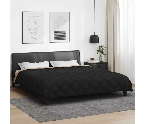 Ziemas Gultas Sega Melns Un Taupe 200 X 200 Cm Mikrošķiedra Vidaxl