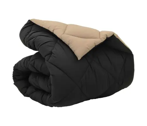 Ziemas Gultas Sega Melns Un Taupe 220 X 155 Cm Mikrošķiedra Vidaxl