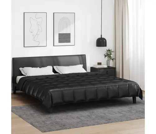 Pilnas Gada Sega Melna 240 X 200 Cm Satīns Un Mikrošķiedra Vidaxl