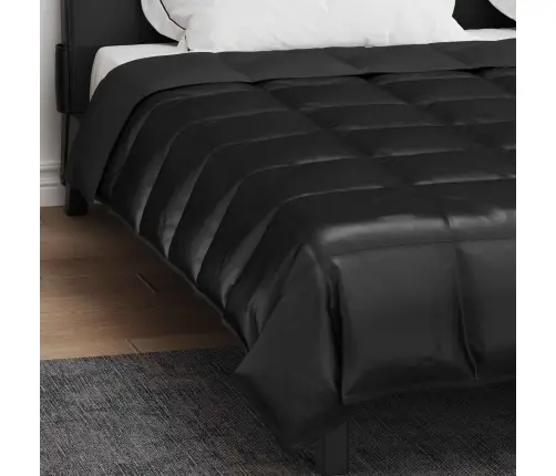 Pilna Metų Antklodė Juoda 220 X 260 Cm Satin Ir Mikropluoštas