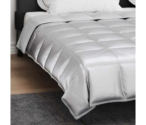 Pilnas Gada Sega Sudraba 240 X 200 Cm Satīns Un Mikrošķiedra Vidaxl