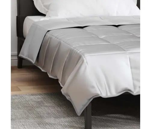 Pilnas Gada Sega Sudraba 220 X 135 Cm Satīns Un Mikrošķiedra Vidaxl