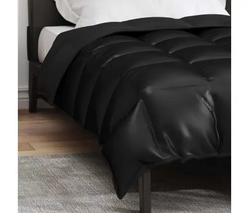 Ziemas Gultas Sega Melna 200 X 140 Cm Satīns Un Mikrošķiedra Vidaxl