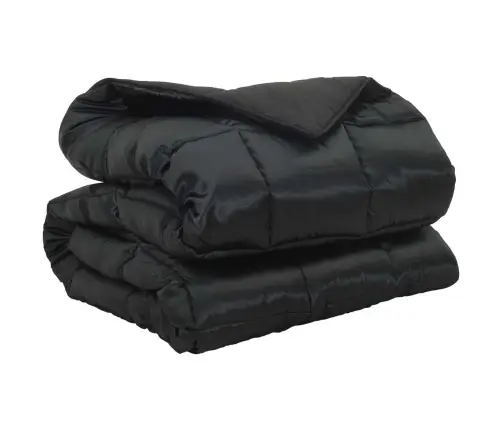 Ziemas Gultas Sega Melna 220 X 135 Cm Satīns Un Mikrošķiedra Vidaxl