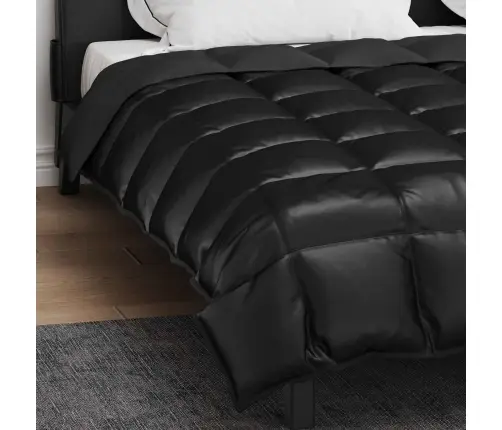Ziemas Gultas Sega Melna 220 X 200 Cm Satīns Un Mikrošķiedra Vidaxl