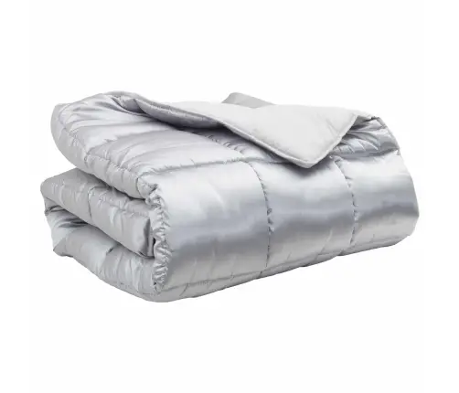 Ziemas Gultas Sega Sudraba 200 X 140 Cm Satīns Un Mikrošķiedra Vidaxl