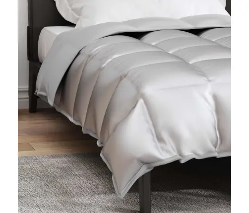 Ziemas Gultas Sega Sudraba 200 X 155 Cm Satīns Un Mikrošķiedra Vidaxl