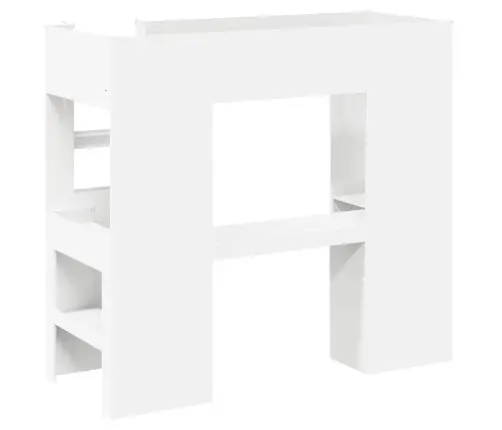 Divstāvu Gultas Rāmis Ar Galdu Balts 100 X 200 Cm Vidaxl