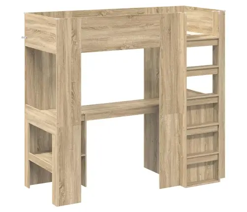 Divstāvu Gultas Rāmis Ar Galdu Sonoma Ozols 100 X 200 Cm Vidaxl